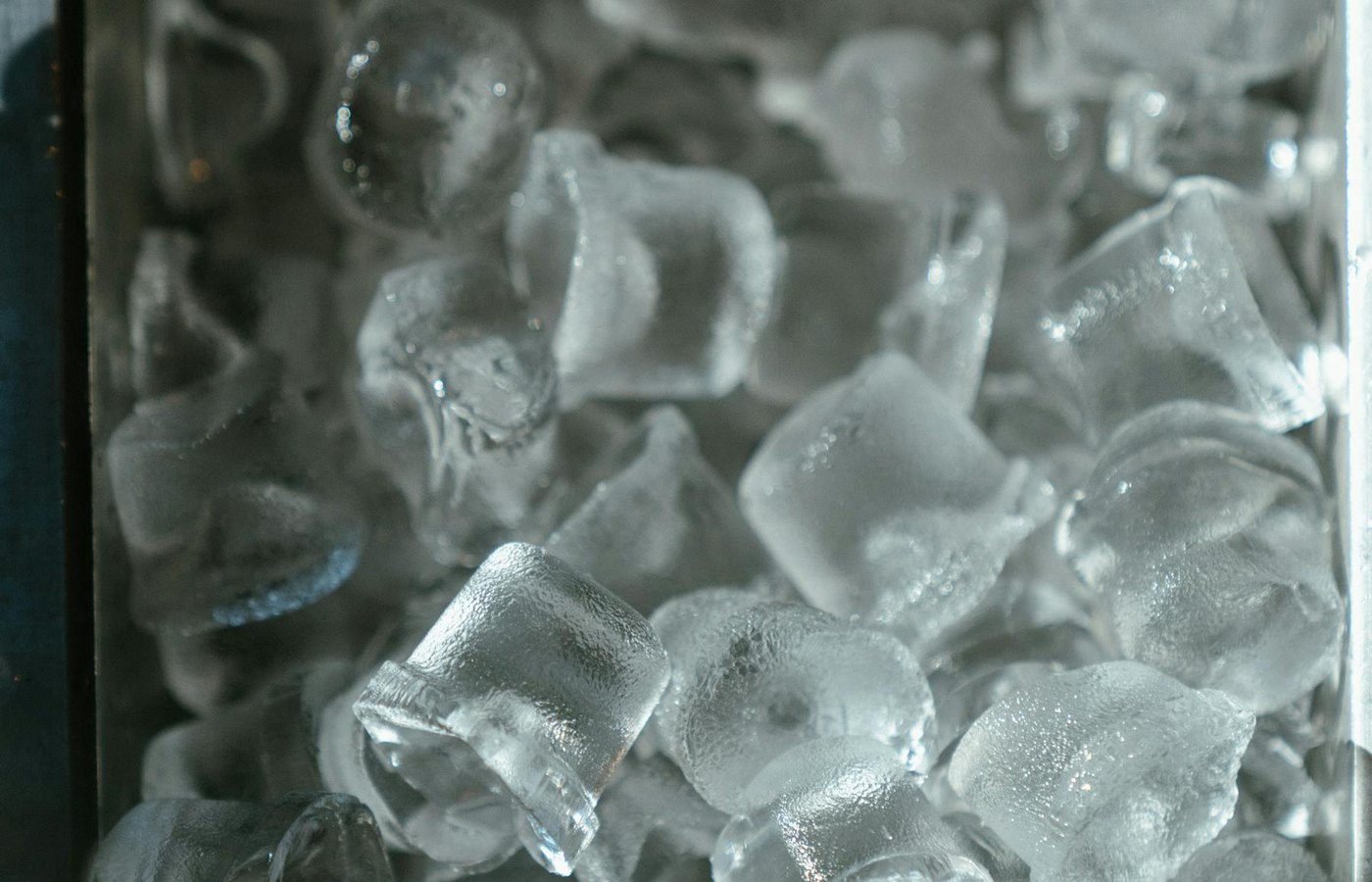 Close-up of ice from a commercial ice machine